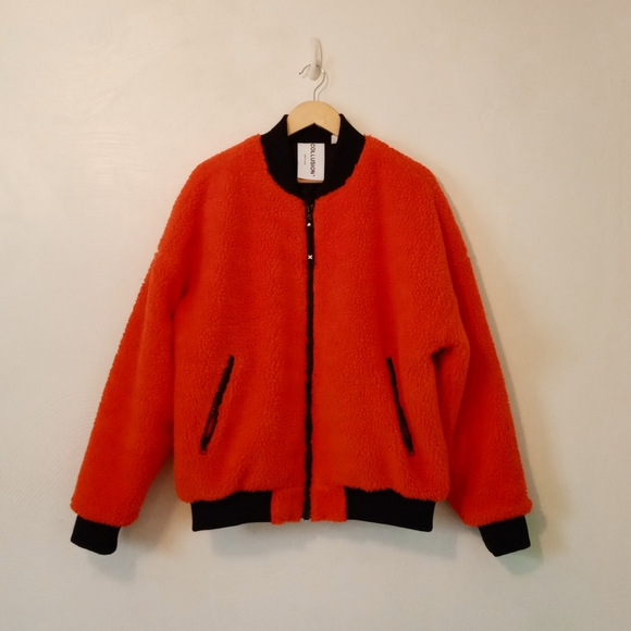 Collusion // Orange Fuzzy Bomber Jacket - Picture 2 of 5